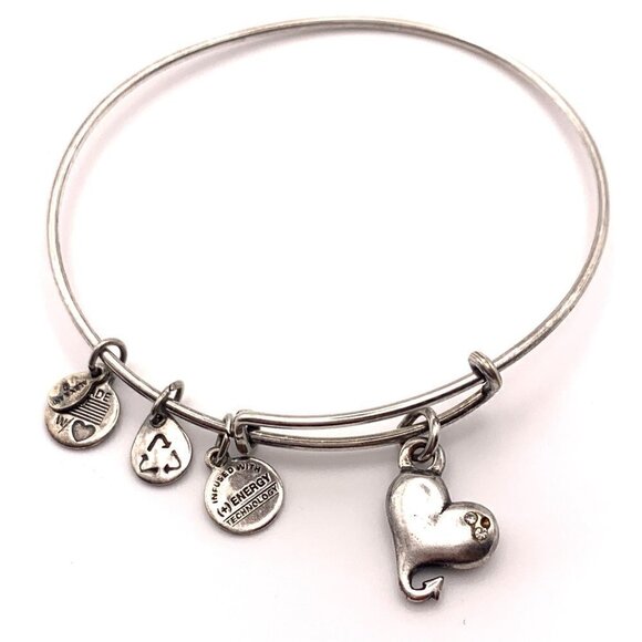 Alex and Ani Crystal Devil Heart Charm Bracelet Silver Finish - 2"-3.5” - Picture 2 of 2
